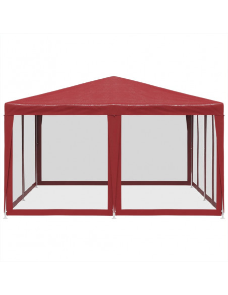 Tenda per Feste con 8 Pareti Laterali in Rete Rossa 4x4 m HDPE