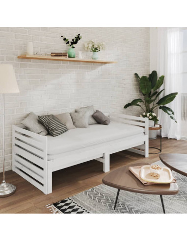 Dormeuse Estraibile Bianca in Massello di Pino 2x(90x200) cm