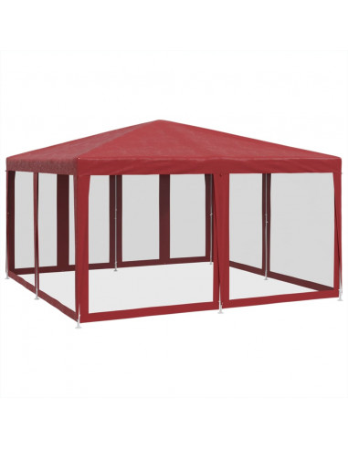 Tenda per Feste con 8 Pareti Laterali in Rete Rossa 4x4 m HDPE
