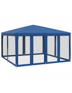 Tenda per Feste con 8 Pareti Laterali in Rete Blu 4x4 m HDPE