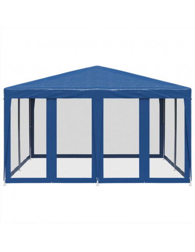 Tenda per Feste con 8 Pareti Laterali in Rete Blu 4x4 m HDPE