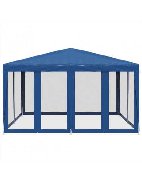 Tenda per Feste con 8 Pareti Laterali in Rete Blu 4x4 m HDPE