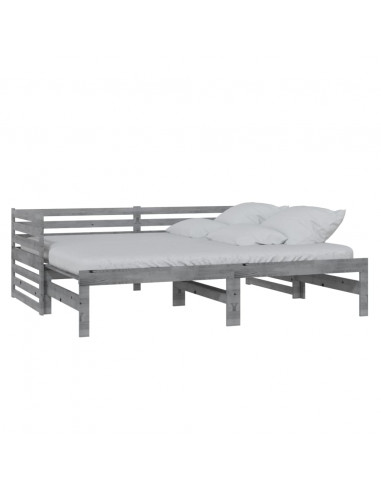 Dormeuse Estraibile Grigia in Massello di Pino 2x(90x200) cm