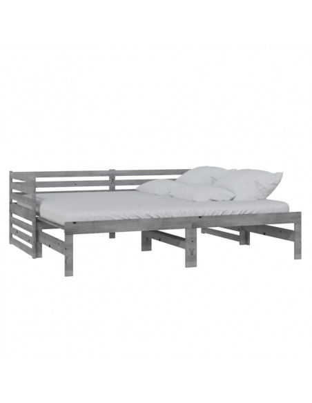 Dormeuse Estraibile Grigia in Massello di Pino 2x(90x200) cm