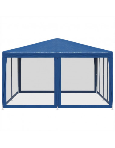 Tenda per Feste con 8 Pareti Laterali in Rete Blu 4x4 m HDPE