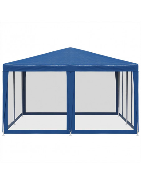 Tenda per Feste con 8 Pareti Laterali in Rete Blu 4x4 m HDPE