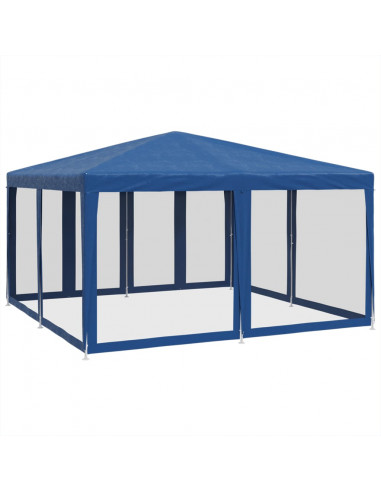 Tenda per Feste con 8 Pareti Laterali in Rete Blu 4x4 m HDPE