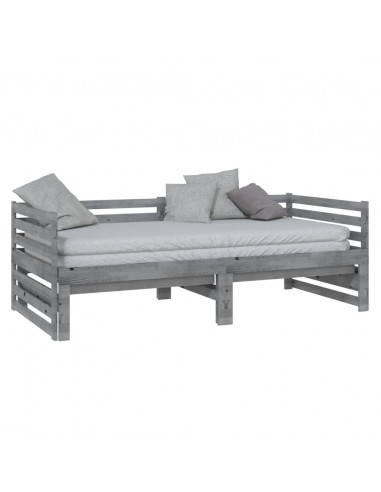 Dormeuse Estraibile Grigia in Massello di Pino 2x(90x200) cm