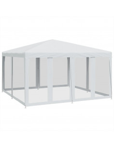 Tenda per Feste con 8 Pareti Laterali in Rete Bianco 4x4 m HDPE