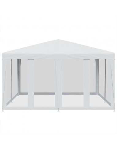 Tenda per Feste con 8 Pareti Laterali in Rete Bianco 4x4 m HDPE