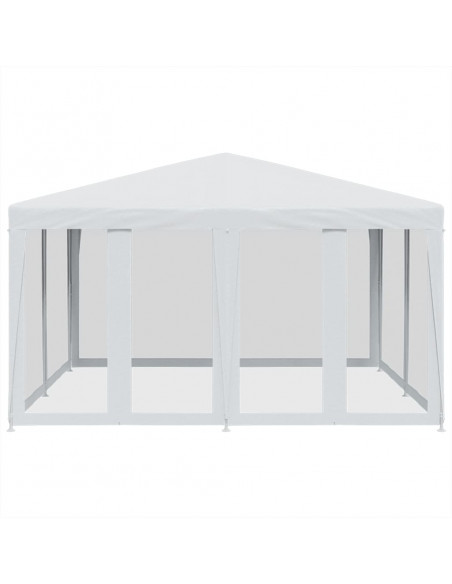 Tenda per Feste con 8 Pareti Laterali in Rete Bianco 4x4 m HDPE