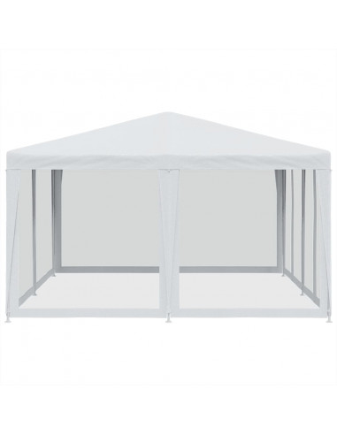 Tenda per Feste con 8 Pareti Laterali in Rete Bianco 4x4 m HDPE