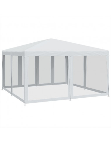 Tenda per Feste con 8 Pareti Laterali in Rete Bianco 4x4 m HDPE