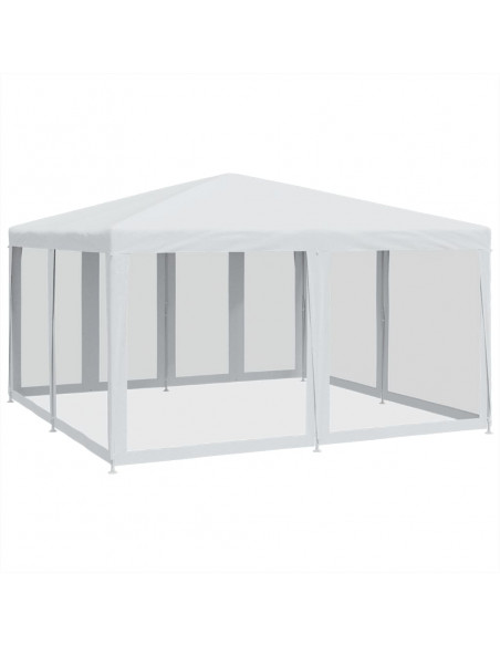 Tenda per Feste con 8 Pareti Laterali in Rete Bianco 4x4 m HDPE