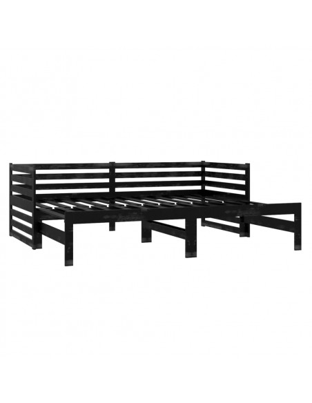 Dormeuse Estraibile Nera in Massello di Pino 2x(90x200) cm