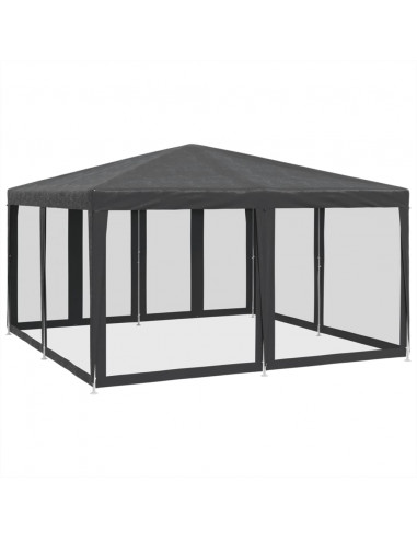 Tenda per Feste con 8 Pareti in Rete Antracite 4x4 m in HDPE