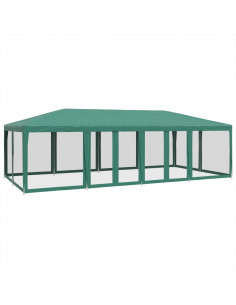 Tenda per Feste con 12 Pareti Laterali in Rete Verde 8x4 m HDPE