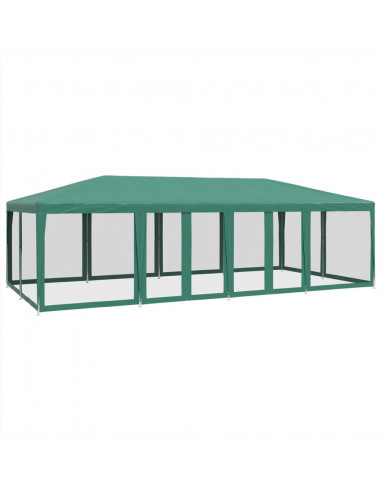 Tenda per Feste con 12 Pareti Laterali in Rete Verde 8x4 m HDPE