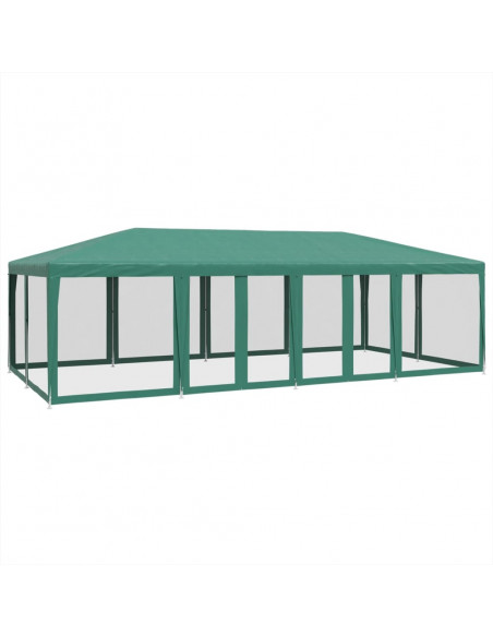 Tenda per Feste con 12 Pareti Laterali in Rete Verde 8x4 m HDPE