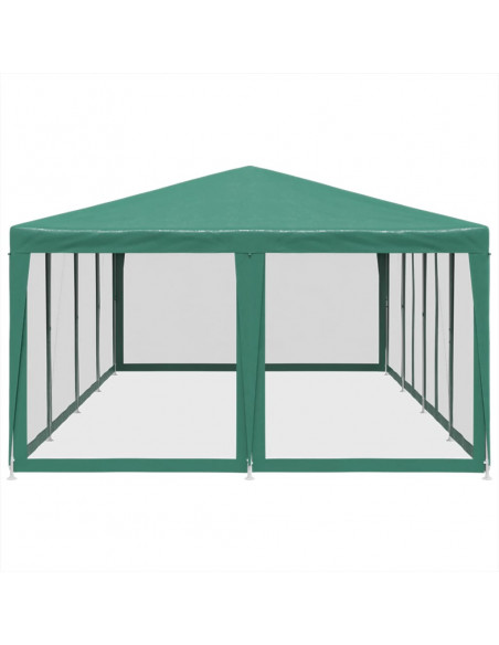 Tenda per Feste con 12 Pareti Laterali in Rete Verde 8x4 m HDPE