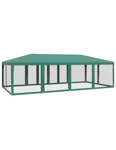 Tenda per Feste con 12 Pareti Laterali in Rete Verde 8x4 m HDPE