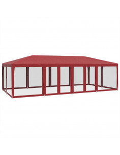 Tenda per Feste con 12 Pareti Laterali in Rete Rossa 8x4 m HDPE