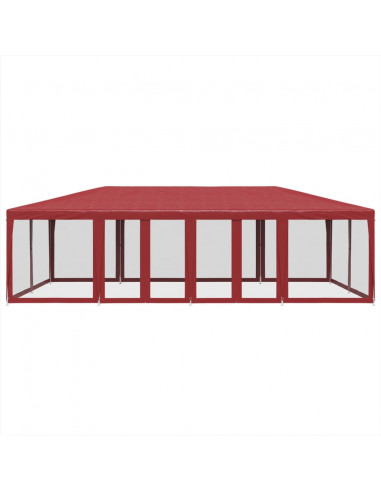Tenda per Feste con 12 Pareti Laterali in Rete Rossa 8x4 m HDPE