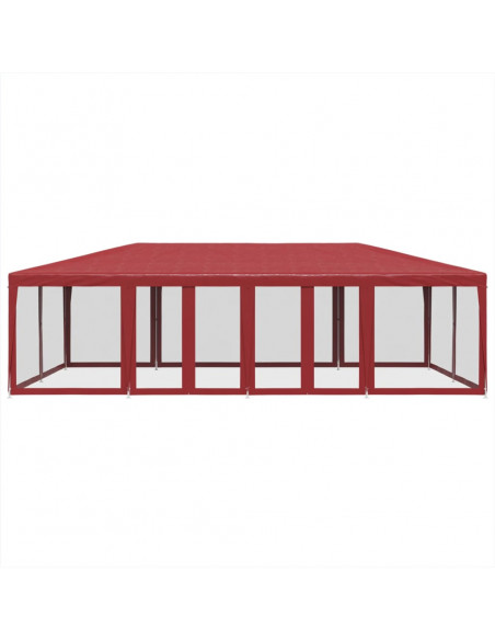 Tenda per Feste con 12 Pareti Laterali in Rete Rossa 8x4 m HDPE