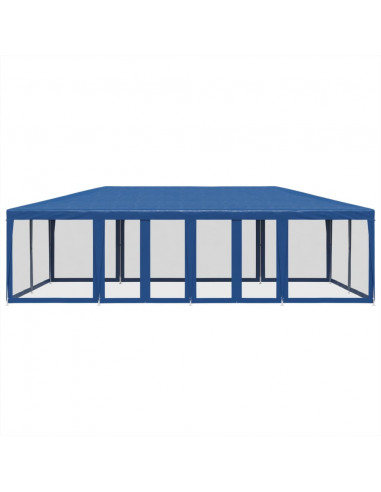 Tenda per Feste con 12 Pareti Laterali in Rete Blu 8x4 m HDPE