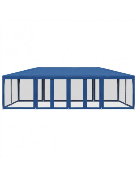 Tenda per Feste con 12 Pareti Laterali in Rete Blu 8x4 m HDPE