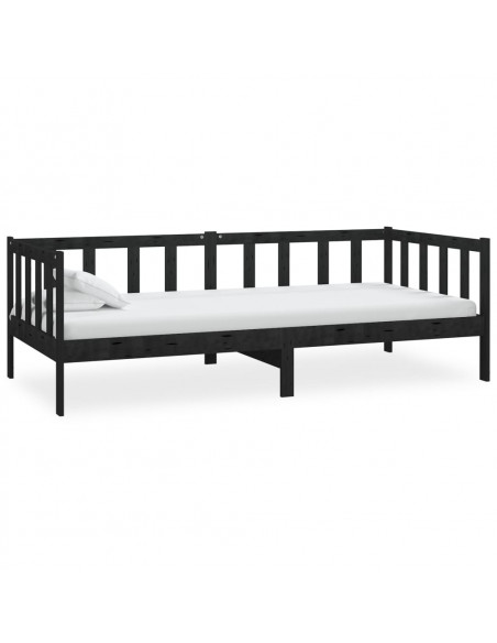 Dormeuse Nera in Legno Massello di Pino 90x200 cm