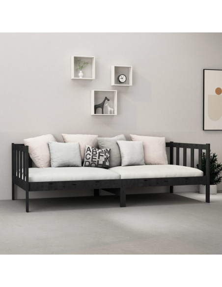 Dormeuse Nera in Legno Massello di Pino 90x200 cm
