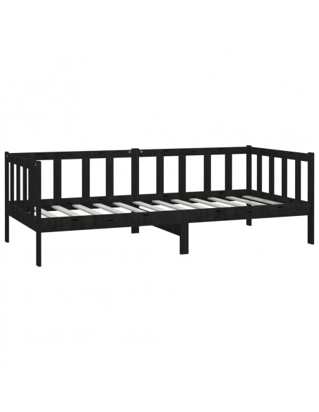 Dormeuse Nera in Legno Massello di Pino 90x200 cm