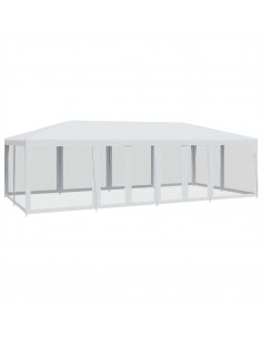 Tenda per Feste con 12 Pareti Laterali in Rete Bianco 8x4m HDPE