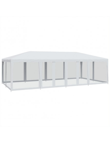 Tenda per Feste con 12 Pareti Laterali in Rete Bianco 8x4m HDPE