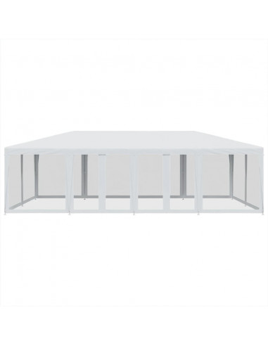 Tenda per Feste con 12 Pareti Laterali in Rete Bianco 8x4m HDPE