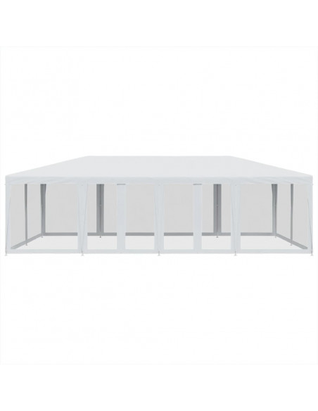 Tenda per Feste con 12 Pareti Laterali in Rete Bianco 8x4m HDPE