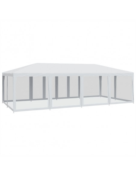 Tenda per Feste con 12 Pareti Laterali in Rete Bianco 8x4m HDPE