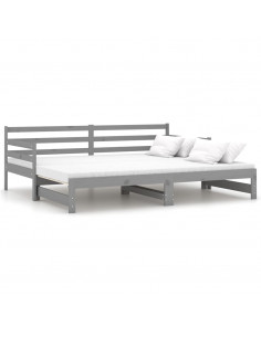 Dormeuse Estraibile Grigia in Massello di Pino 2x(90x200) cm 2