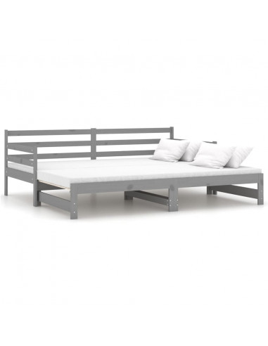 Dormeuse Estraibile Grigia in Massello di Pino 2x(90x200) cm