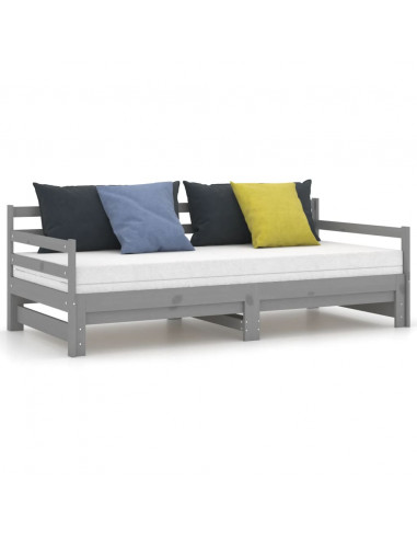 Dormeuse Estraibile Grigia in Massello di Pino 2x(90x200) cm