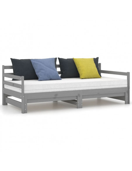 Dormeuse Estraibile Grigia in Massello di Pino 2x(90x200) cm