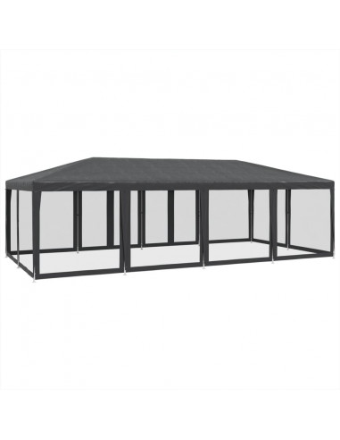 Tenda per Feste con 12 Pareti in Rete Antracite 8x4 m in HDPE