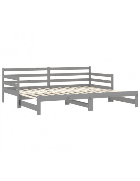 Dormeuse Estraibile Grigia in Massello di Pino 2x(90x200) cm