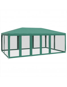 Tenda per Feste con 10 Pareti Laterali in Rete Verde 6x4 m HDPE