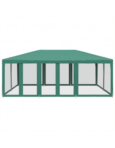 Tenda per Feste con 10 Pareti Laterali in Rete Verde 6x4 m HDPE