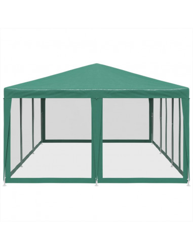 Tenda per Feste con 10 Pareti Laterali in Rete Verde 6x4 m HDPE