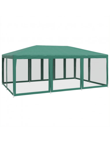 Tenda per Feste con 10 Pareti Laterali in Rete Verde 6x4 m HDPE