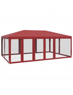 Tenda per Feste con 10 Pareti Laterali in Rete Rossa 6x4 m HDPE