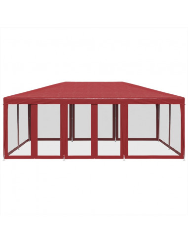 Tenda per Feste con 10 Pareti Laterali in Rete Rossa 6x4 m HDPE